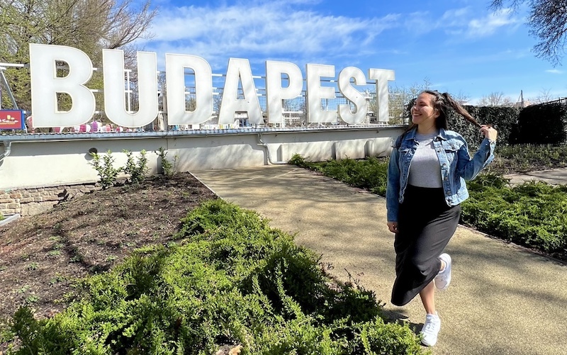 white Budapest sign on Margaret Island in Budapest