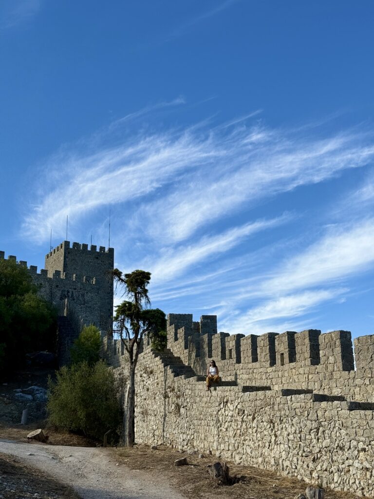 Sesimbra Castle wall with blue sky